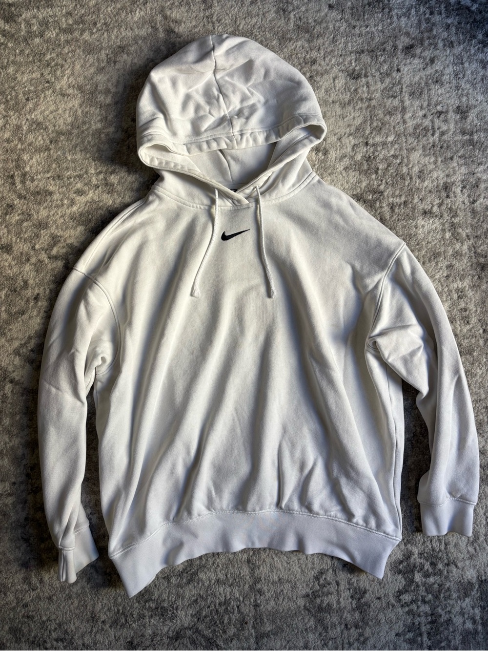 Nike White Pullover Hoodie with Black Swoosh